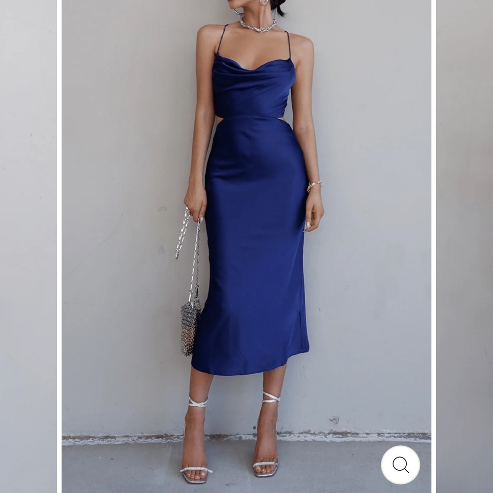 Elegant Blue Satin Dress